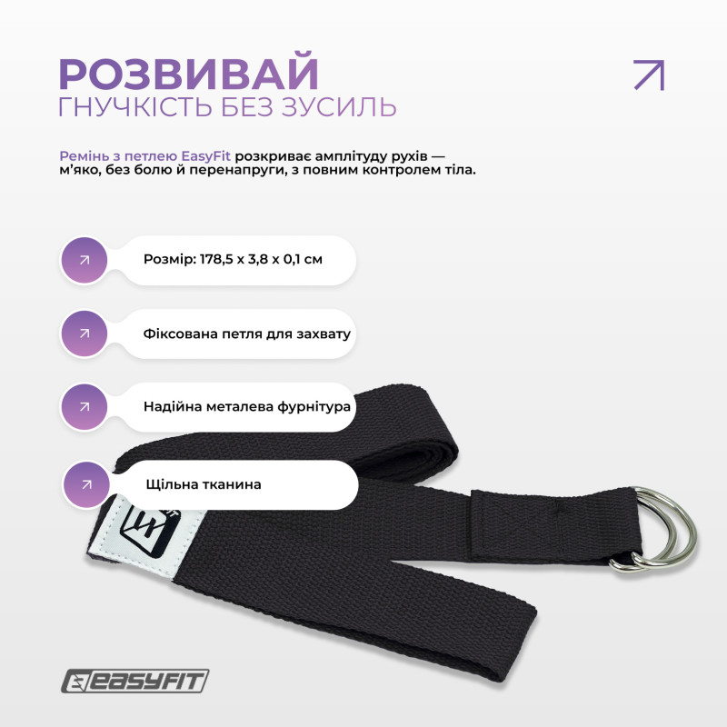 Набір для йоги та фітнесу EasyFit Polarity Set PRO (Stone): Склад набору: килимок, два блоки та ремінь, Чорно-сірий