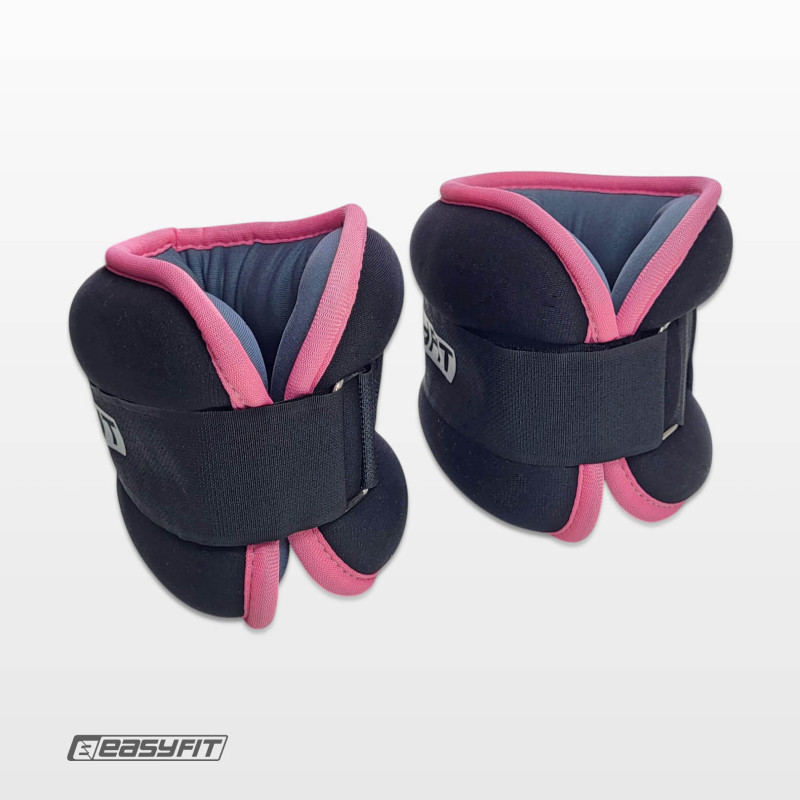 Обтяжувачі для ніг і рук EasyFit Comfort з металом (пара), 1 кг, чорно-рожеві