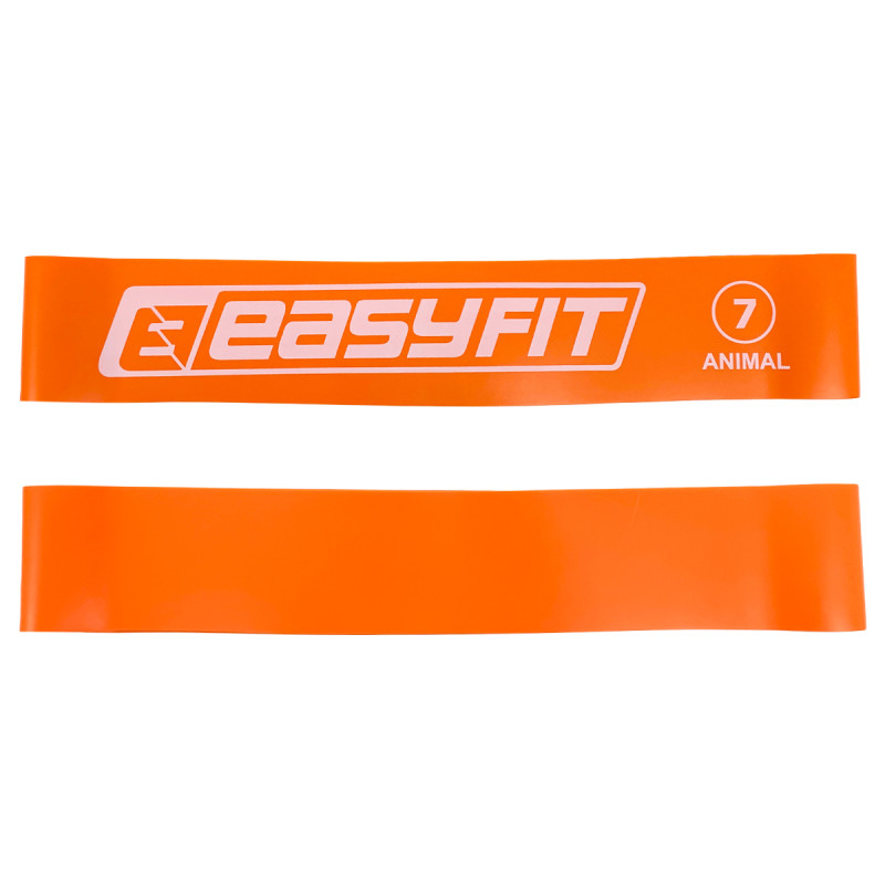 Фитнес-резинка для ног EasyFit №7 Animal, Сопротивление 30 кг, Латекс, Длина 60 см, Ширина 5 см, Толщина 3 мм, Оранжевый