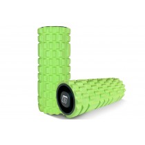 Масажний ролик EasyFit Grid Roller v.1.1 з заглушками, Довжина 33 см, Діаметр 14 см, 3D масажна поверхня, піна EVA, для фітнесу, йоги та відновлення м'язів, Салатовий