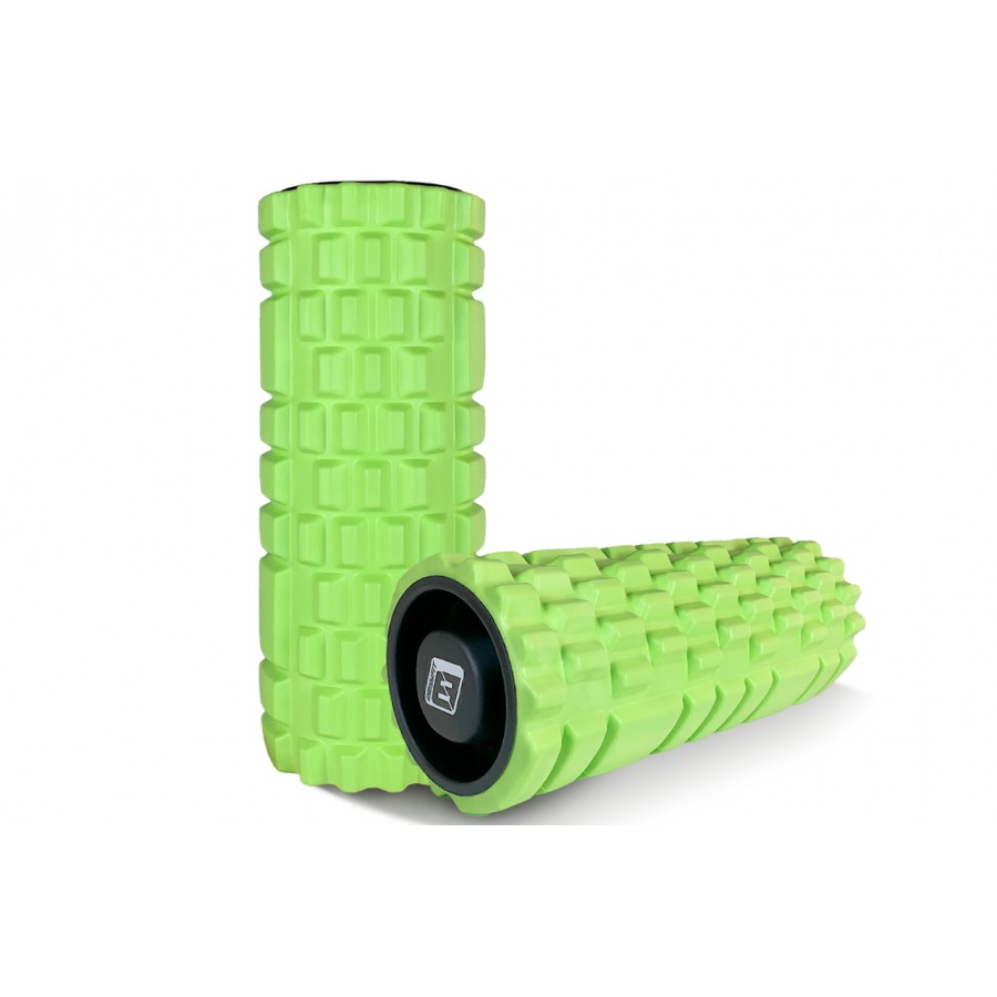 Массажный ролик EasyFit Grid Roller v.1.1 с заглушками, Длина 33 см, Диаметр 14 см, 3D массажная поверхность, Пена EVA, для фитнеса, йоги и восстановления мышц, Салатовый