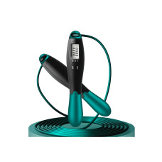 Швидкісна скакалка з лічильником EasyFit, Довжина 2,8 м, ручки 18 см, Сталь, Пластик, Вага 130 г, Чорно-зелений Швидкісна скакалка з лічильником EasyFit, Довжина 2,8 м, ручки 18 см, Сталь, Пластик, Вага 130 г, Чорно-зелений