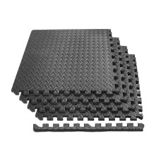 Татамі мат EasyFit SwallowTail-2 (пазл ластівчин хвіст з бортиком), Розмір 120x120 см, Товщина 20 мм, EVA-піна, Чорний