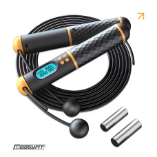 Умная беспроводная скакалка EasyFit SmartRope с утяжелителем, Подсчет скачков и калорий, 200 оборотов/час, Длина 3 м, ABS-пластик, Сталь, Черный
