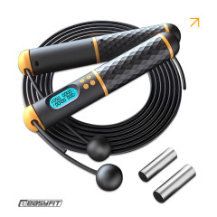 Умная беспроводная скакалка EasyFit SmartRope с утяжелителем, Подсчет скачков и калорий, 200 оборотов/час, Длина 3 м, ABS-пластик, Сталь, Черный