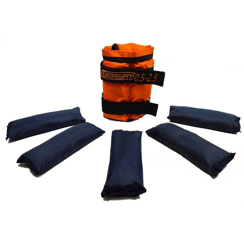 Обтяжувачі для ніг та рук EasyFit набірні чорно-помаранчеві 0,5-2,5 кг (пара)