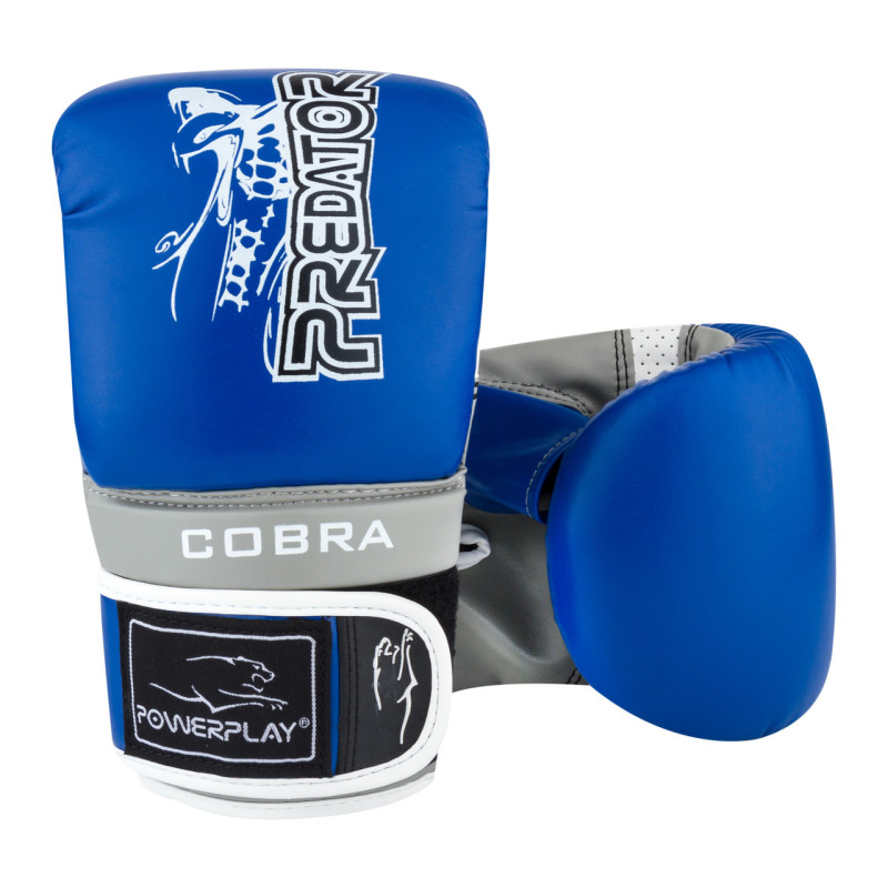 Снарядные перчатки PowerPlay 3038 Cobra, PU, пенный наполнитель, сине-серый, размер S, анатомическая форма, 