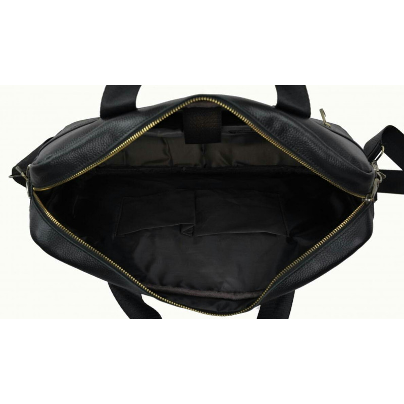 Мужская сумка из натуральной кожи Tiding Bag черная