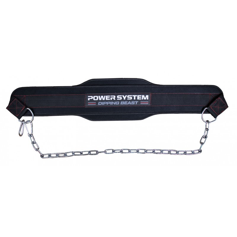 Пояс для обтяжень з ланцюгом Power System PS-3860 Dipping Beast неопреновий Black/Red