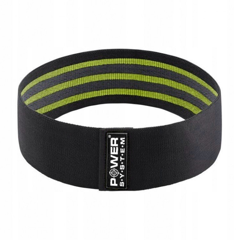 Тканева гумка для фітнесу та спорту Power System PS-4092 Booty Band LVL 2 Black/Green (d_80 см. навантаження 12-16кг.)