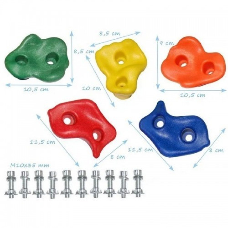 Набір зачепів для скеледроми пластикові 5 штук L-розмір із кріпленням