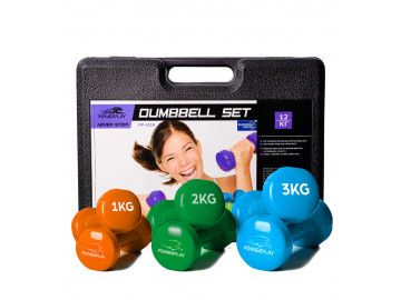 Набір гантелей в кейсі 12 кг. PowerPlay 4118 Fitness Dumbells (2шт.*1кг. 2шт.*2кг. 2шт.*3кг.)