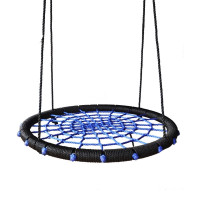 Гойдалка-гніздо WCG 100 см | Дитяча гойдалка з сіткою для вулиці та дому. Синьо-чорна