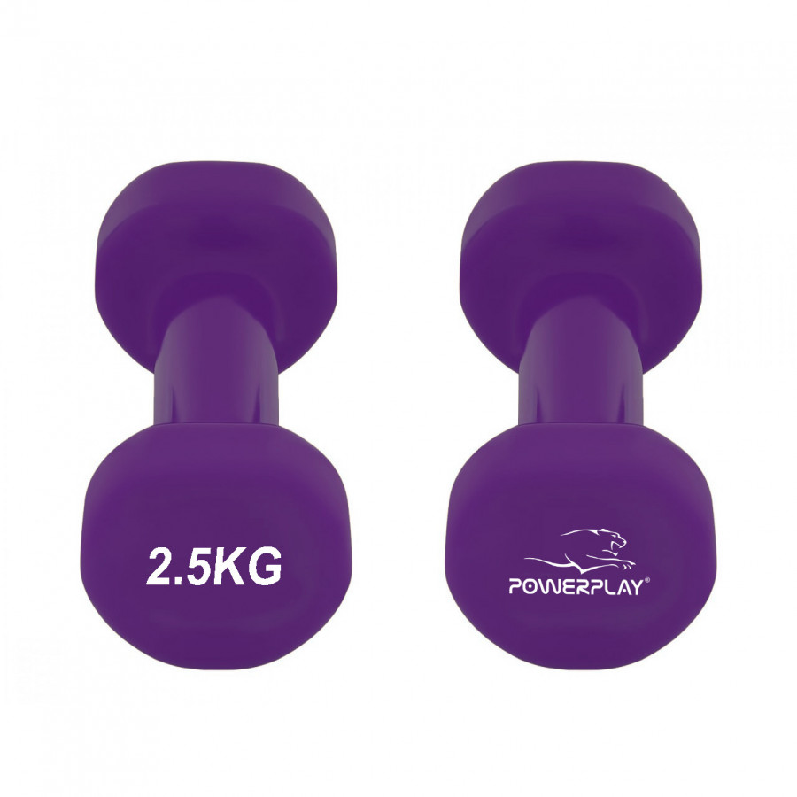 Гантелі вінілові PowerPlay 4125 Achilles 2*2.5 кг. Фіолетові (пара - 2шт.)