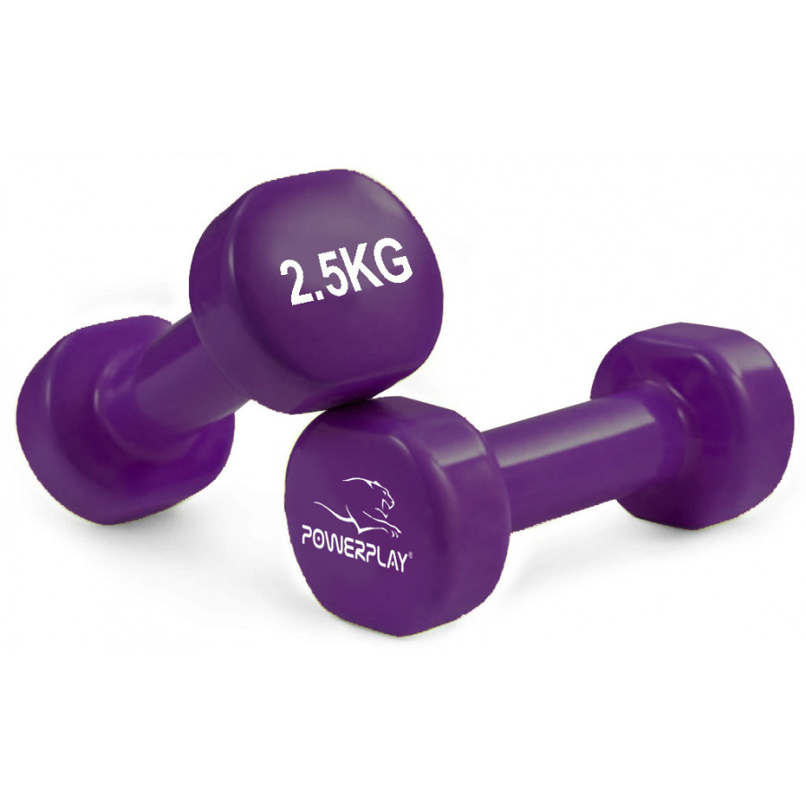 Гантелі вінілові PowerPlay 4125 Achilles 2*2.5 кг. Фіолетові (пара - 2шт.)