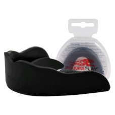 Капа боксерская PowerPlay 3317 SR, Взрослая (возраст 11+), Посадка: кипячение+прикус, Термопластик, Черный