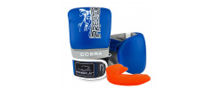 Снарядные перчатки PowerPlay 3038 Cobra, PU, пенный наполнитель, сине-серый, размер S, анатомическая форма, капа в комплекте