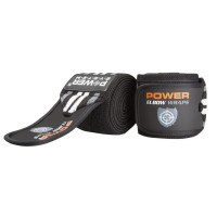 Бинти на лікоть Power System PS-3600 Elbow Wraps Grey/Black (пара), Довжина 1,5 м, Ширина 8 см, Бавовна, Еластан, Сіро-чорний