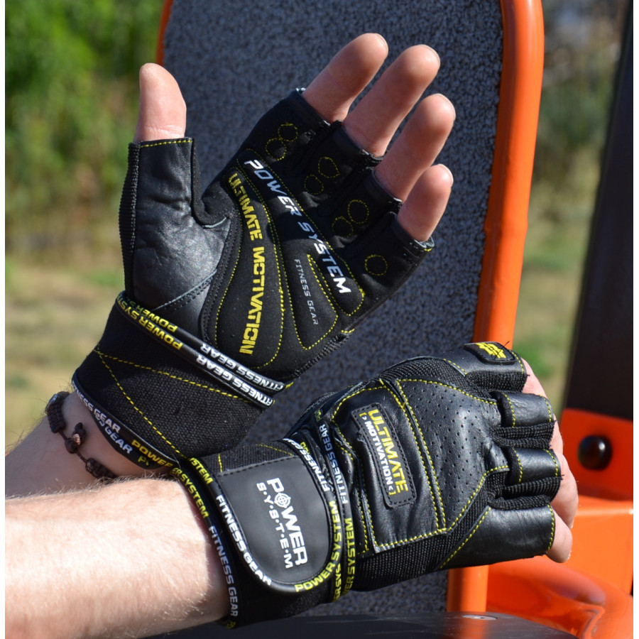 Рукавички для фітнесу Power System PS-2810 Ultimate Motivation Black/Yellow Line XL