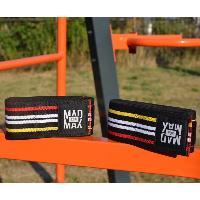 Бинты на колени MadMax MFA-292 Knee Wraps Black без липучки, Длина 1,8 м, Ширина 8 см, Хлопок PU, Спандекс, Черный