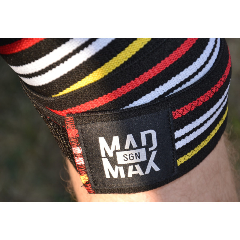 Бинты на колени MadMax MFA-292 Knee Wraps Black без липучки, Длина 1,8 м, Ширина 8 см, Хлопок PU, Спандекс, Черный