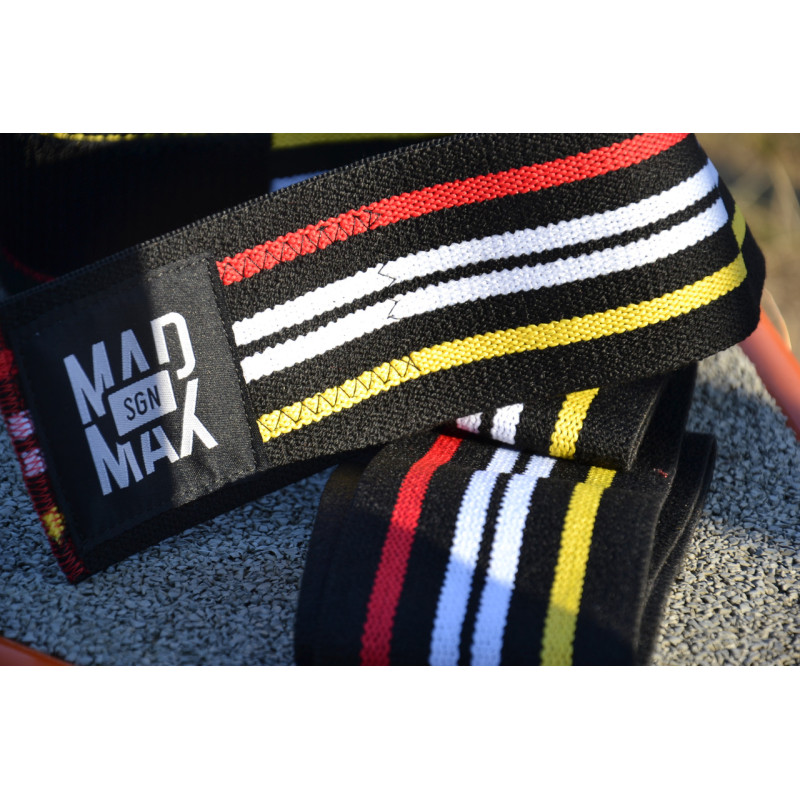 Бинты на колени MadMax MFA-292 Knee Wraps Black без липучки, Длина 1,8 м, Ширина 8 см, Хлопок PU, Спандекс, Черный