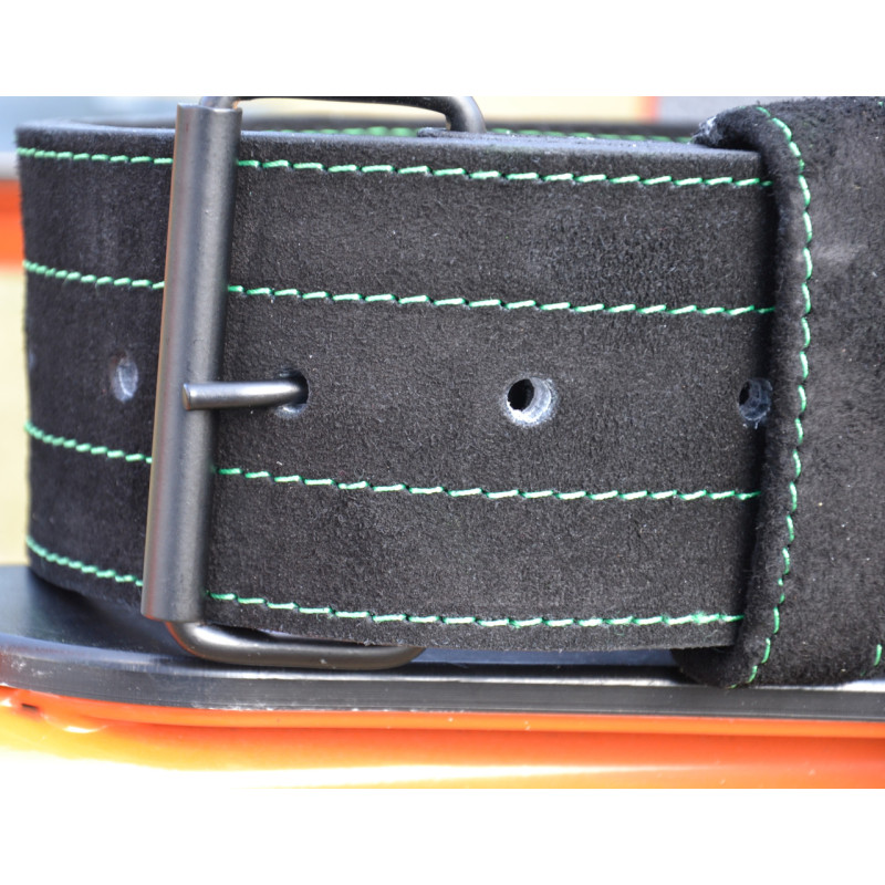 Пояс для важкої атлетики MadMax MFB-301 Suede Single Prong шкіряний Black/Green XXL
