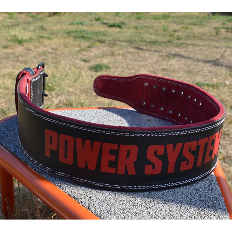 Пояс для важкої атлетики Power System PS-3830 Beast шкіряний Black/Red M