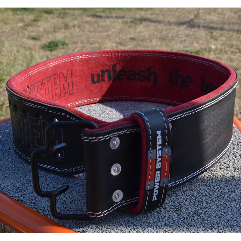 Пояс для важкої атлетики Power System PS-3830 Beast шкіряний Black/Red M