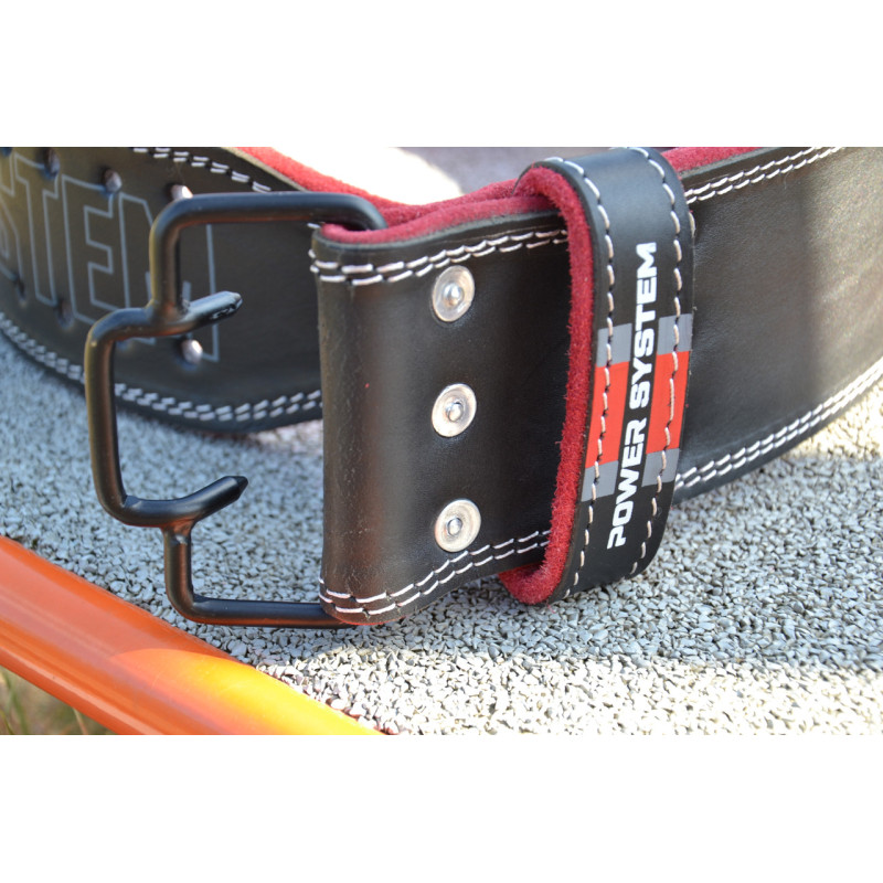 Пояс для важкої атлетики Power System PS-3830 Beast шкіряний Black/Red M
