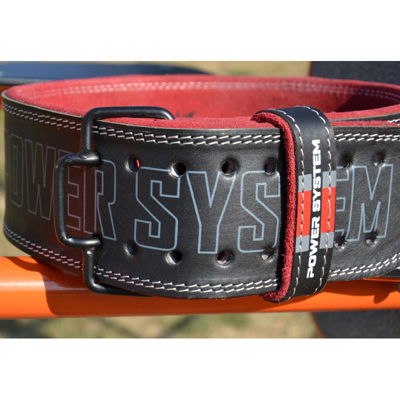 Пояс для важкої атлетики Power System PS-3830 Beast шкіряний Black/Red M
