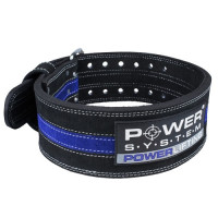 Пояс для пауерліфтингу Power System PS-3800 PowerLifting шкіряний Black/Blue Line L