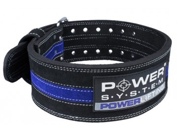 Пояс для пауерліфтингу Power System PS-3800 PowerLifting шкіряний Black/Blue Line L