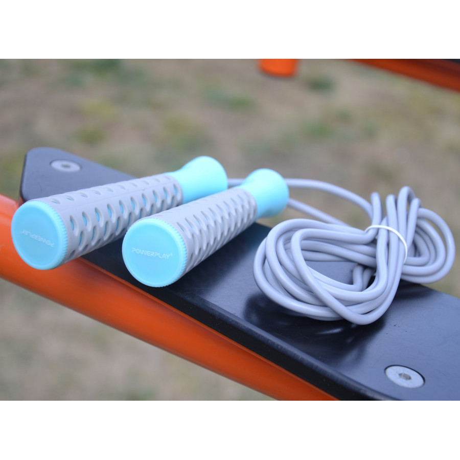 Скакалка PowerPlay 4206 Jump Rope PRO+ Сіро-м'ятна (2,75m.)