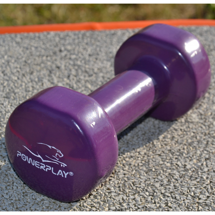 Гантелі вінілові PowerPlay 4125 Achilles 2*2.5 кг. Фіолетові (пара - 2шт.)