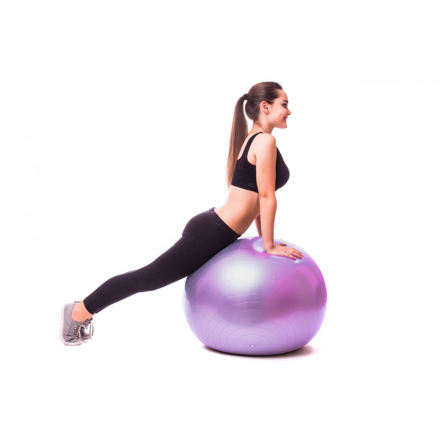 М'яч для фітнесу (фітбол) PowerPlay 4001 Ø75 cm Gymball Фіолетовий + помпа