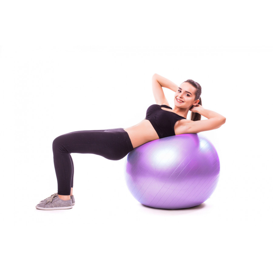 М'яч для фітнесу (фітбол) PowerPlay 4001 Ø75 cm Gymball Фіолетовий + помпа