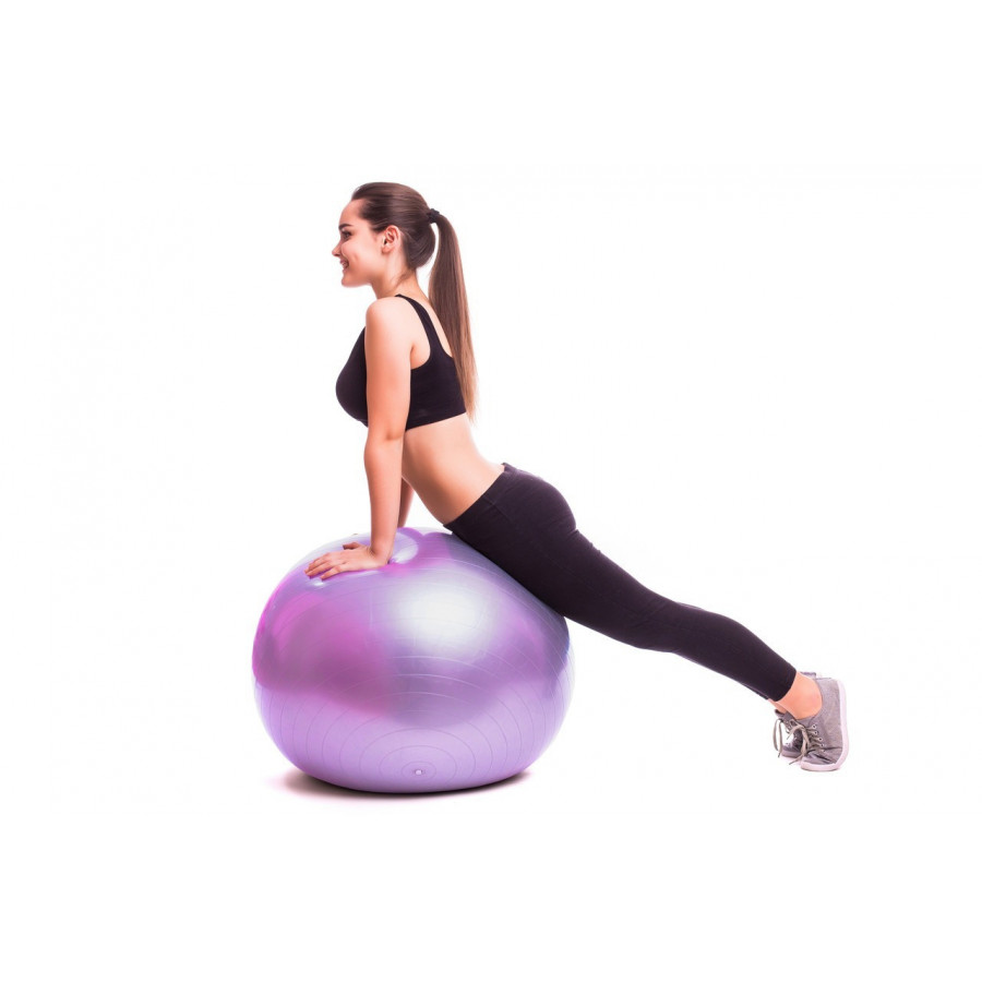 М'яч для фітнесу (фітбол) PowerPlay 4001 Ø75 cm Gymball Фіолетовий + помпа