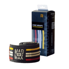 Бинты на колени MadMax MFA-292 Knee Wraps Black без липучки, Длина 1,8 м, Ширина 8 см, Хлопок PU, Спандекс, Черный