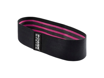 Тканева гумка для фітнесу та спорту Power System PS-4091 Booty Band LVL 1 Black/Pink (d_64 см. навантаження 18-23кг.)