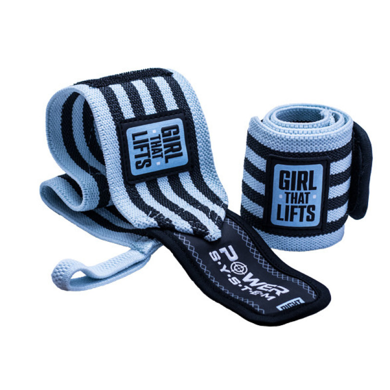 Бинти для зап'ясть (кистьові бинти) Power System PS-3510 Wrist Wraps GTL Blue, Довжина 45 см, Ширина 8 см, Бавовна, PES, Гума, ПВХ, Синій
