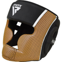 Боксерський шолом RDX AURA PLUS T-17 Black Golden, Розмір S, Штучна шкіра, Чорно-золотий