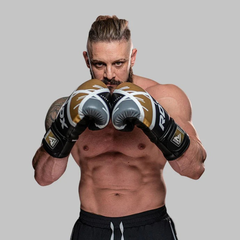 Боксерські рукавиці RDX F7 Ego Black Golden 16 унцій