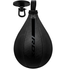 Пневмогруша боксерская RDX F6 KARA SPEED BALL Matte Black + карабин, Высота 26 см, Окружность 26 см, Искусственная кожа Mayahide, Чёрный 