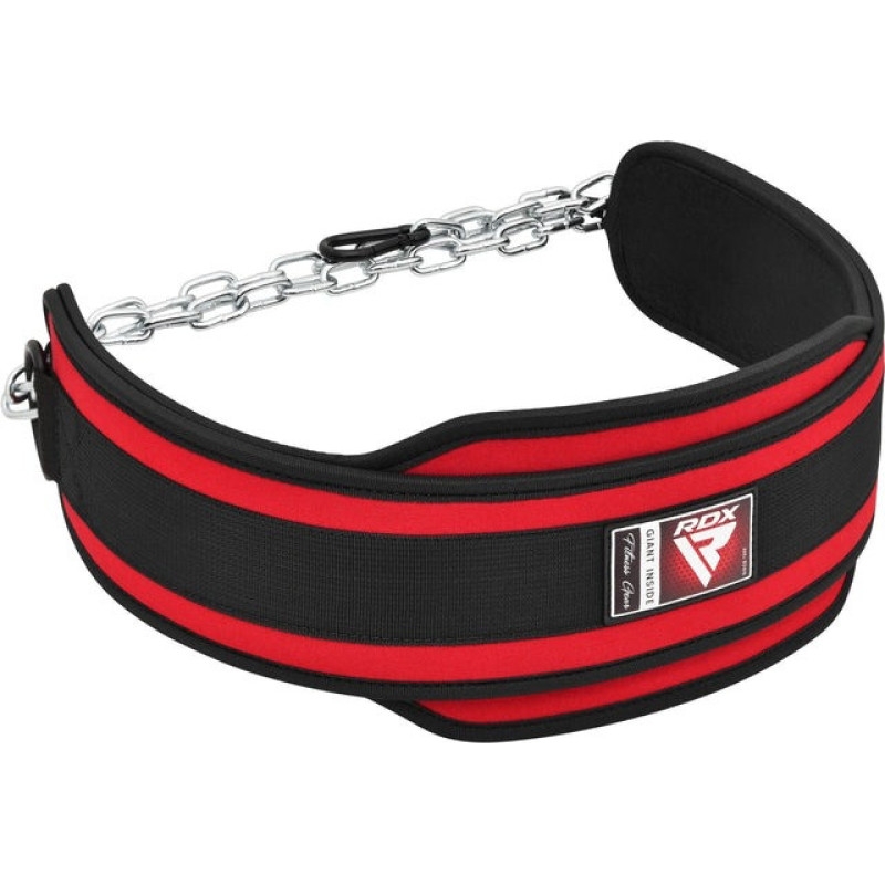 Пояс для обтяжень з ланцюгом RDX PRO DIPPING BELT 2 LAYER неопреновий Red