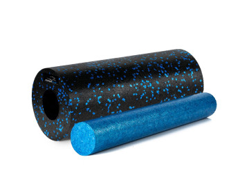 Масажний ролик (роллер) гладкий PowerPlay PP-4348 2 in 1 EPP Foam Roller Чорно/Синій (33x14см.)