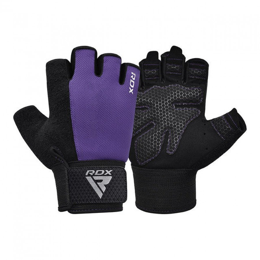 Рукавички для фітнесу RDX W1 HALF PURPLE PLUS-M