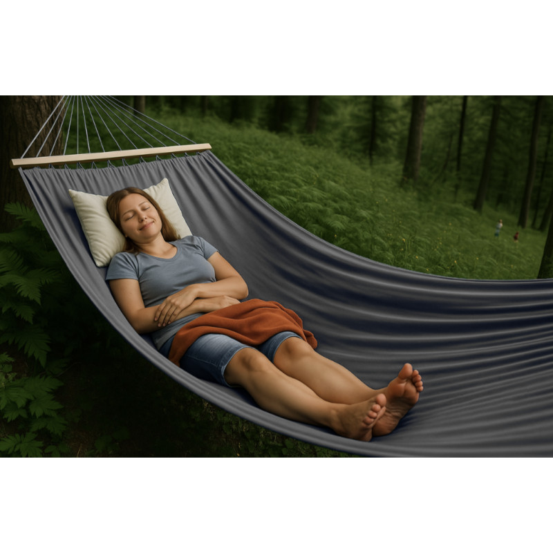 Монотонний гамак з планкою WISH сірий двомісний XXL 200х150 WCG