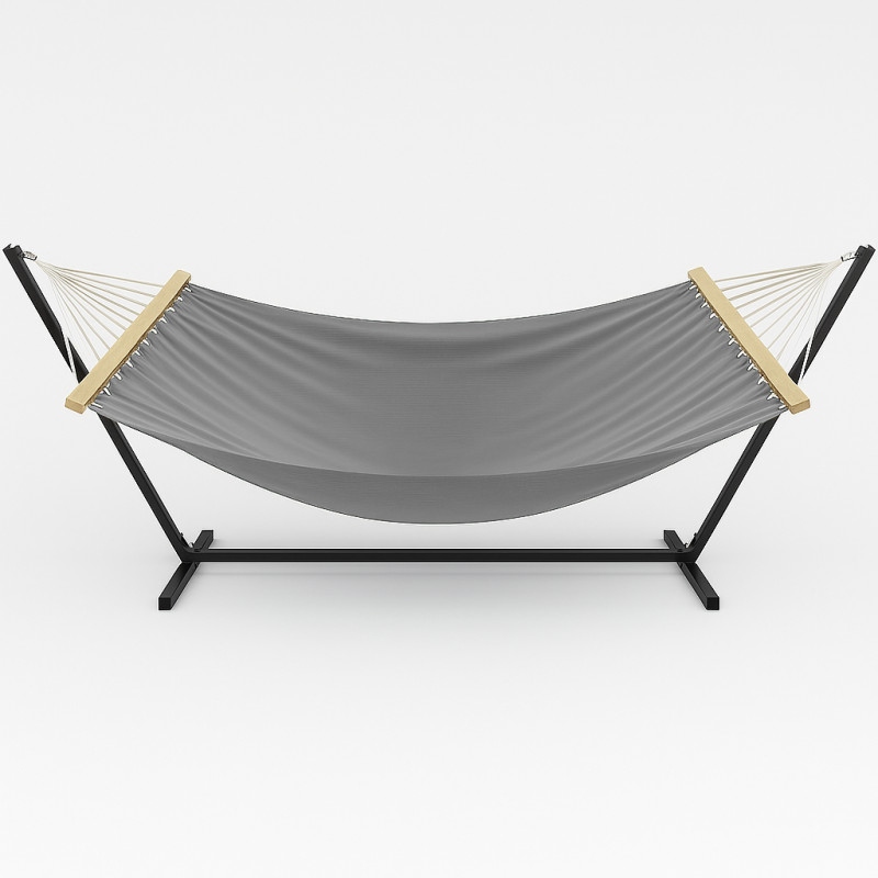 Монотонний гамак з планкою WISH сірий двомісний XXL 200х150 WCG