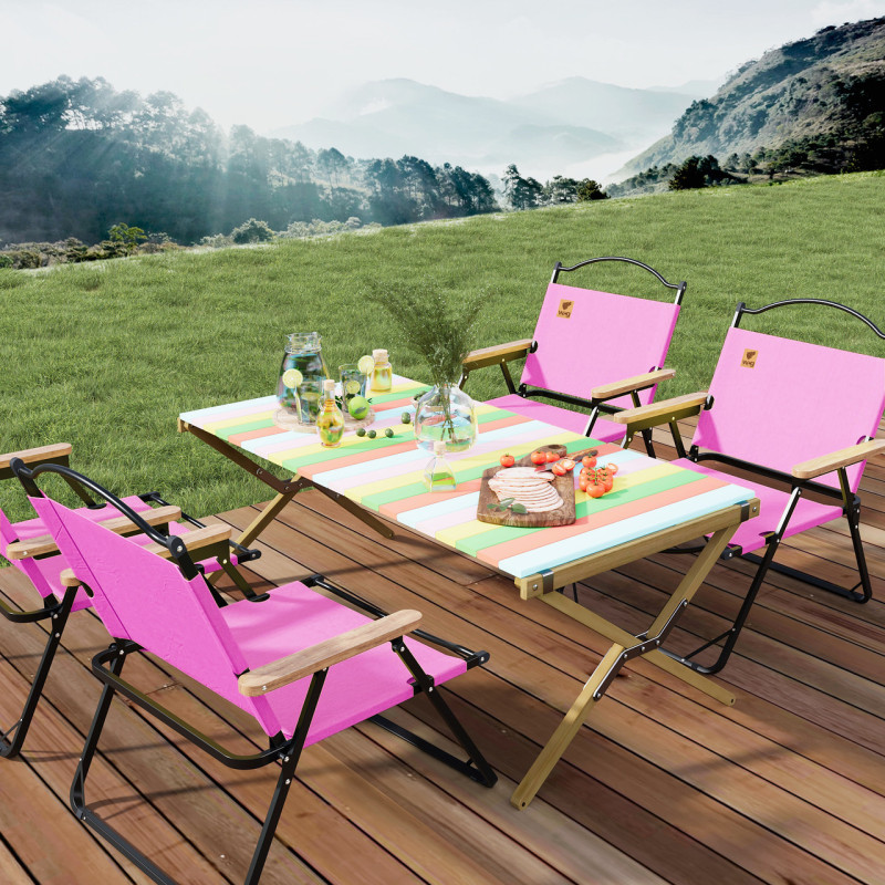 Стул раскладной со спинкой для кемпинга WCG Chill Розовый